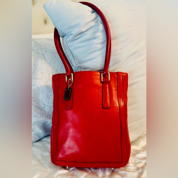 Coach Vintage Bonnie Cashin Tomato Red Leather Tote - Picture 1 of 10